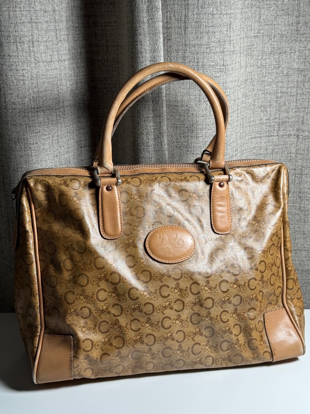 Vintage Celine C Macadam Carriage Satchel Handbag